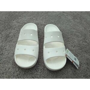 Crocs Slides Mens 10/ Womens 12 White Classic Sandal V2 Two Strap Croslite NWT